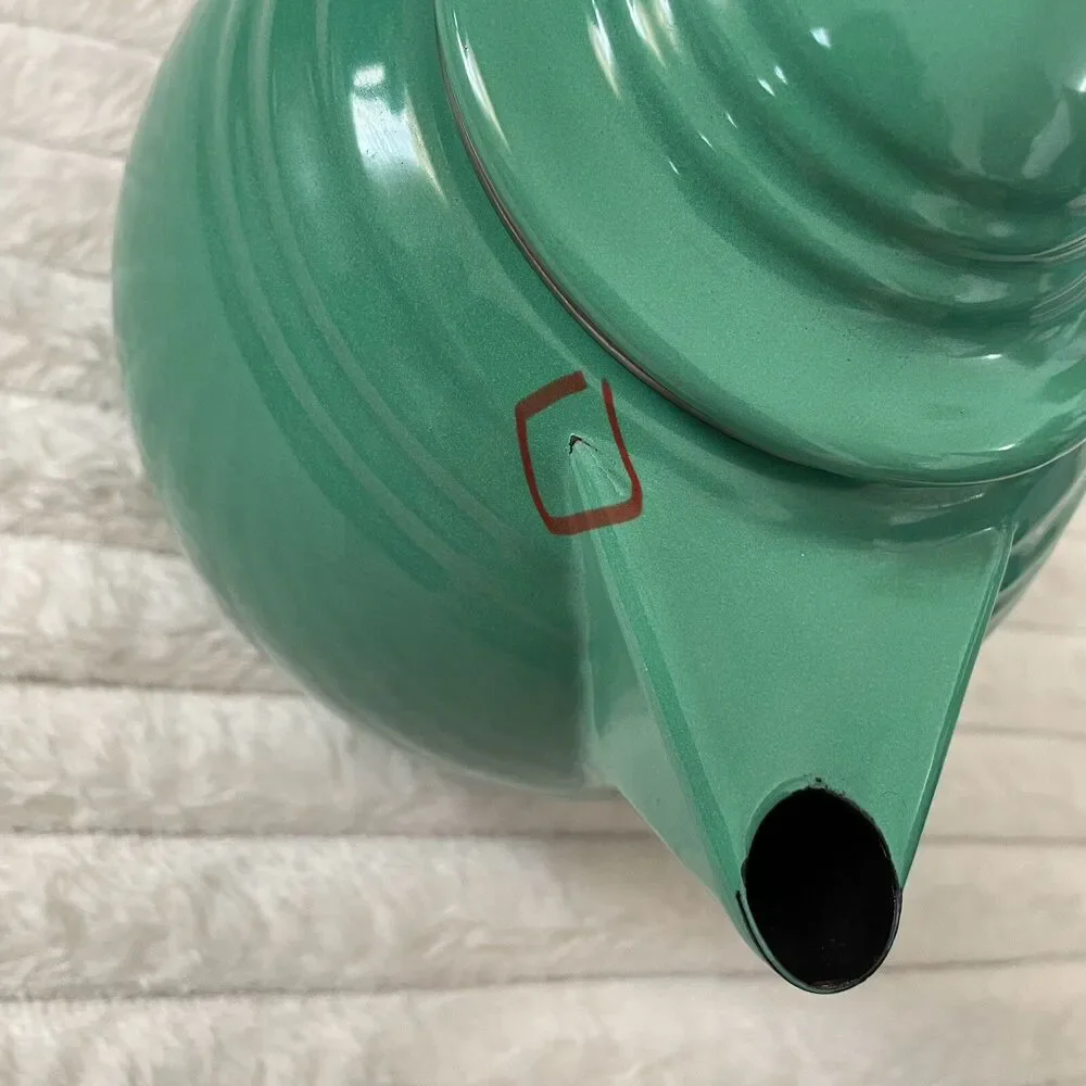Vintage Fiesta Enamelware Tea Kettle Sea Mist Green Copco Homer Laughlin Enamel